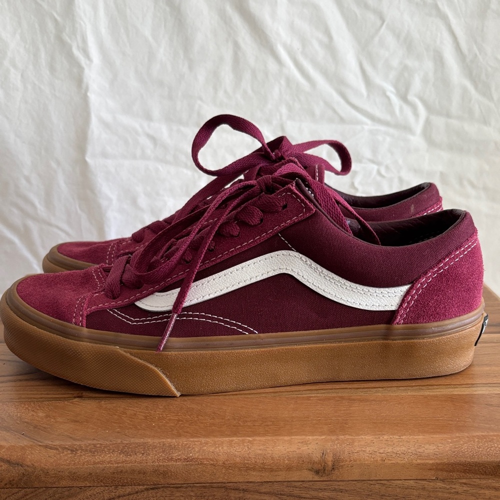 Vans Burgundy Sneakers with White Stripe